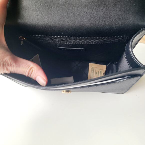 MICHAEL KORS GREENWICH small shoulder FLAP CROSSBODY BAG MK Black and Gold MULTI - Picture 8 of 15